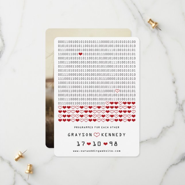 Reserve A Data Código Binário Simples de Foto Programada para Amo (Frente/Verso In Situ)