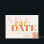 Reserve A Data Código QR Bat Mitzvah retrô moderno rosa e laranja<br><div class="desc">Código QR Bat Mitzvah retrô moderno rosa e laranja Salve a data</div>