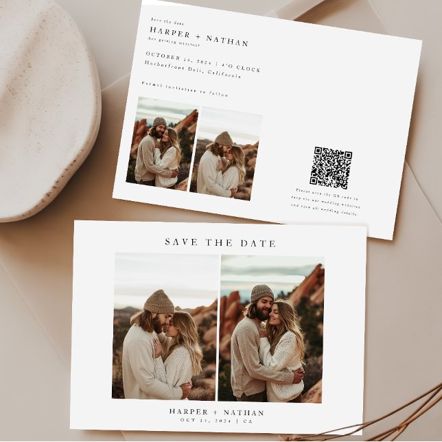 Reserve A Data Código QR Casamento Boho Moderno 4 Fotos (Criador carregado)
