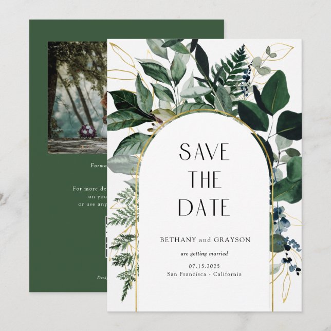 Reserve A Data Código QR, casamento do Jardim Botânico Moderno (Frente/Verso)