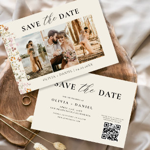 Reserve A Data Código QR Casamento Floral de Flor Selvagem