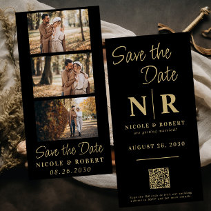 Reserve A Data Código QR da faixa de fotos monograma de casamento