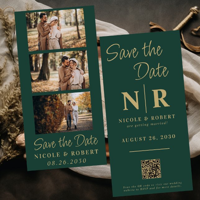 Reserve A Data Código QR da faixa de fotos monograma de casamento (Criador carregado)