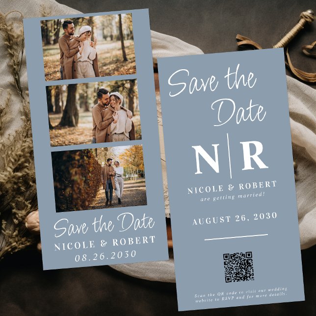 Reserve A Data Código QR da faixa de fotos monograma de casamento (Criador carregado)