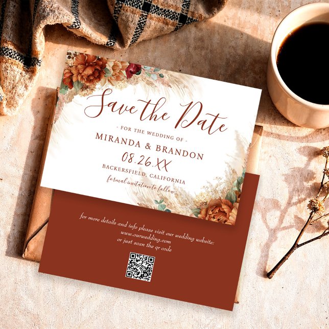 Reserve A Data Código QR de Caligrafia Elegante Floral Casamento  (Criador carregado)