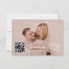 Reserve A Data Código QR de Caligrafia Terracota Foto Casamento  