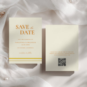 Reserve A Data Código QR de casamento amarelo suave minimalista m