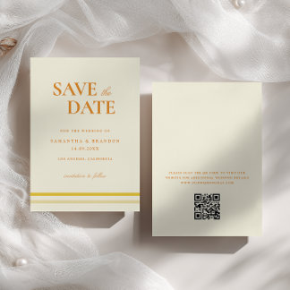 Reserve A Data Código QR de casamento amarelo suave minimalista m