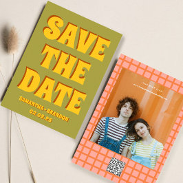 Reserve A Data Código Qr de Casamento Boho Ousado & Brilhante Gro