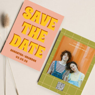 Reserve A Data Código Qr de Casamento Boho Ousado & Brilhante Ret