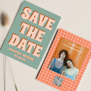 Reserve A Data Código Qr de Casamento Boho Ousado e Brilhante Ret