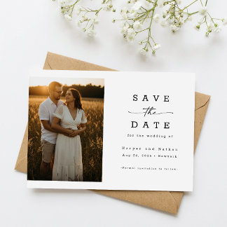 Reserve A Data Código QR de casamento com foto simples e moderno