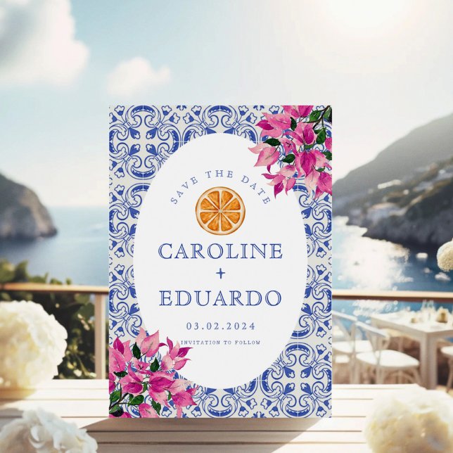Reserve A Data Código QR de casamento de azulejo azul Bougainvill (Criador carregado)