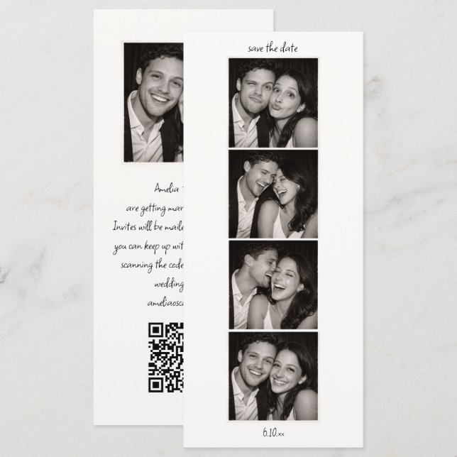Reserve A Data Código QR de Casamento de Cabine de Fotos Divertid (Frente/Verso)