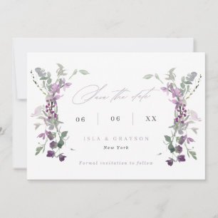 Reserve A Data Código QR de Casamento de Flores Selvagens Lilac