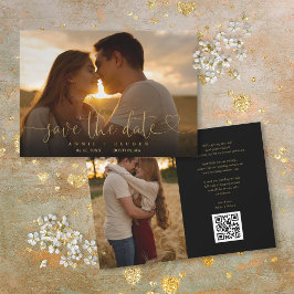 Reserve A Data Código QR de Casamento de Foto de Script de Coraçã