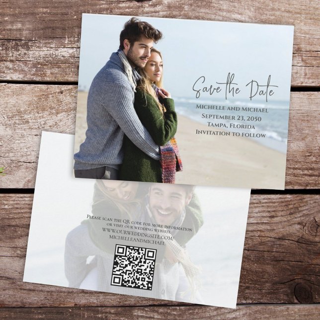 Reserve A Data Código QR de Casamento de Foto de Tendência Simple (Criador carregado)