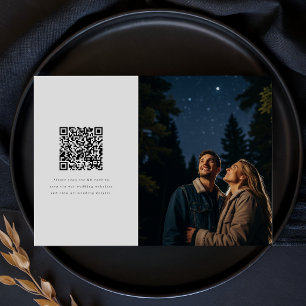 Reserve A Data Código QR de Casamento de Foto Minimalista Moderno