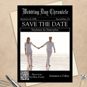 Reserve A Data Código QR de Casamento de Jornal Antigo Salve a Da