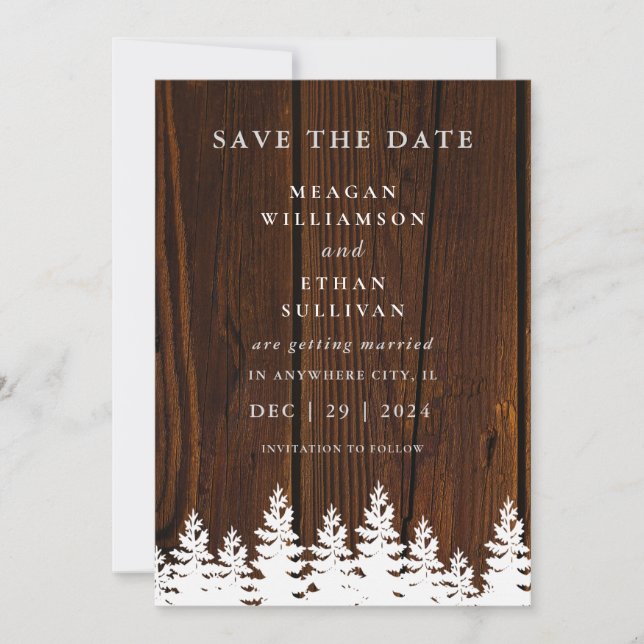 Reserve A Data Código QR de Casamento de Outono Inverno Madeira R (Frente)