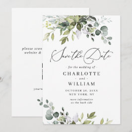 Reserve A Data Código QR de Casamento Eucalyptus com Aquarela Ele