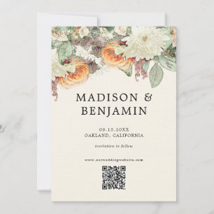 Reserve A Data Código QR de Casamento Floral Pastel Soft Eucalipt