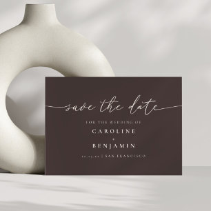 Reserve A Data Código QR de Casamento Script Outonal Marrom Minim