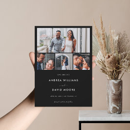 Reserve A Data Código QR de colagem de 4 fotos moderno preto Casa