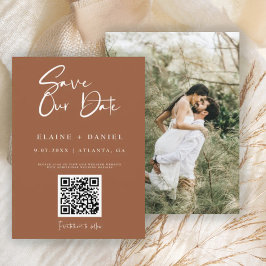 Reserve A Data Código QR de Foto com Letra Rústica Minimalista
