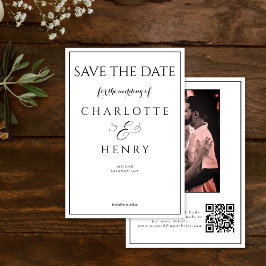 Reserve A Data Código QR de Foto de Caligrafia Elegante e Econômi