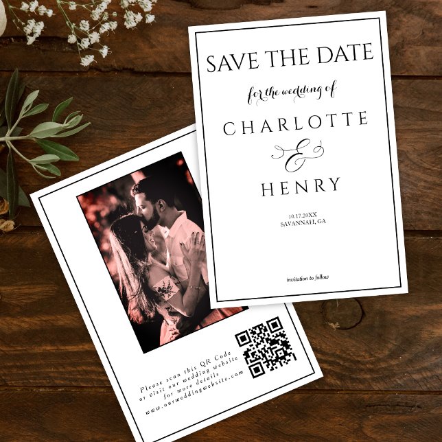 Reserve A Data Código QR de Foto de Caligrafia Elegante Moderna (Criador carregado)