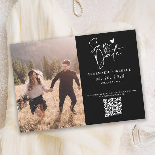 Reserve A Data Código QR de Foto de Caligrafia Preta e Branca Mod