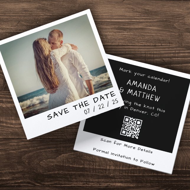 Reserve A Data Código QR de Foto de Câmera Instantânea Casamento  (Criador carregado)