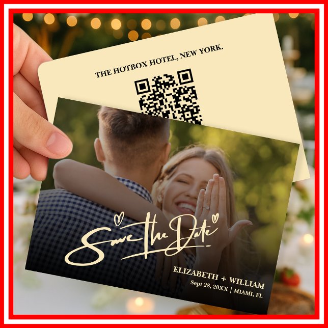 Reserve A Data Código QR de Foto de Casamento Amarelo Manteiga El (Criador carregado)