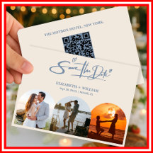 Código QR de Foto de Casamento Azul Empoeirado Ele