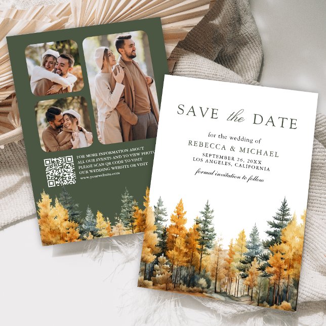 Reserve A Data Código QR de Foto de Casamento de Floresta de Outo (Criador carregado)