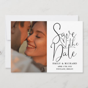 Reserve A Data Código QR de foto de casamento elegante preto e br