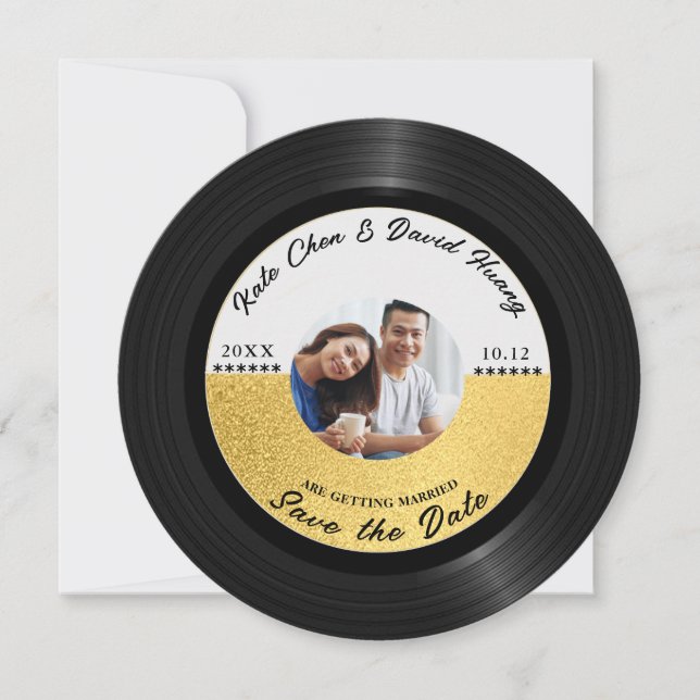 Reserve A Data Código QR de Foto de Disco de Vinil Retrô para Sal (Frente)