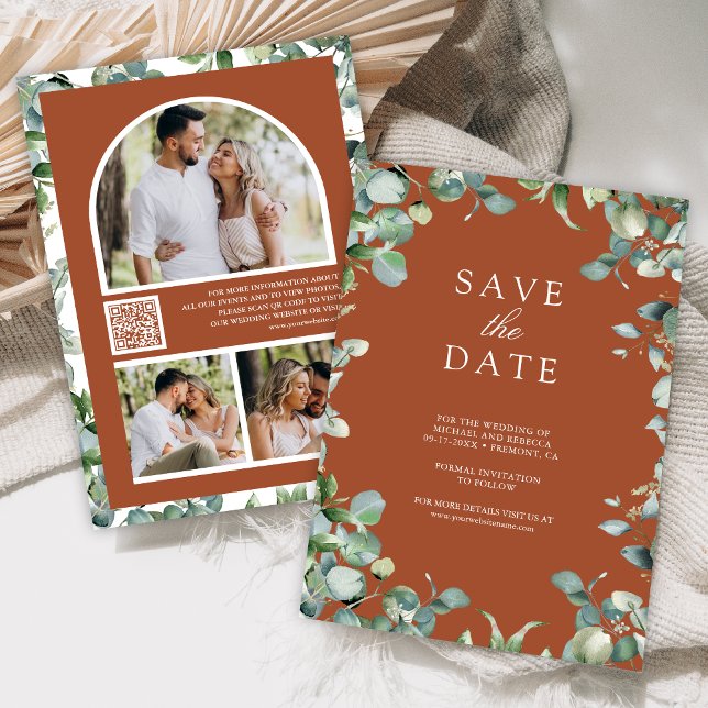 Reserve A Data Código QR de Foto de Eucalipto Casamento em Terrac (Criador carregado)