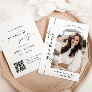 Reserve A Data Código QR de Foto de Festa de formatura Minimalist