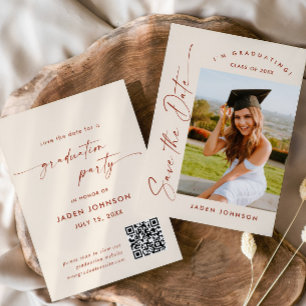 Reserve A Data Código QR de Foto de Festa de formatura Minimalist