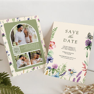 Reserve A Data Código QR de Foto de Flor Silvestre Creme Casament