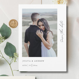 Reserve A Data código QR de foto de script minimalista da tendênc