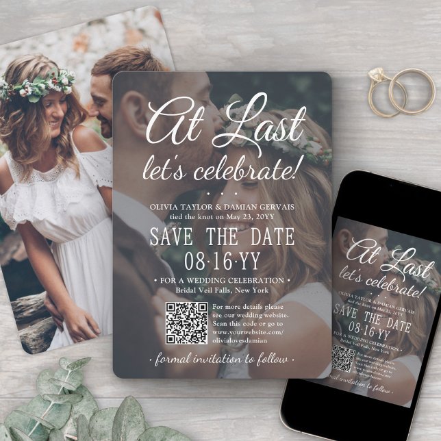 Reserve A Data Código QR de Foto do Casamento Adiado Finalmente R (Criador carregado)