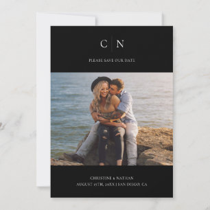 Reserve A Data Código QR de Foto do Monograma Elegante