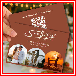 Reserve A Data Código QR de Foto Laranja Queimada Casamento Elega