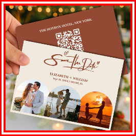 Reserve A Data Código QR de Foto Laranja Queimada Casamento Elega