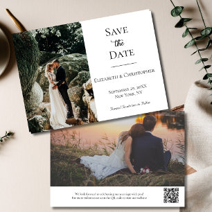 Reserve A Data Código QR de Foto Preto Branco Formal Elegante Cas
