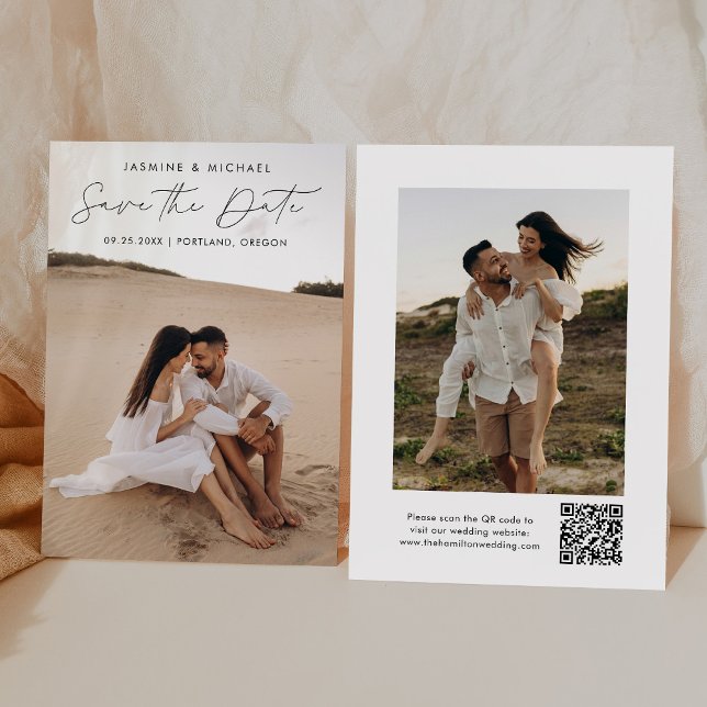 Reserve A Data Código QR de Letra Moderna Preta 2 Foto (Criador carregado)