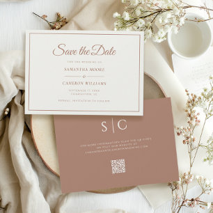 Reserve A Data Código QR de Monograma de Casamento Minimalista El